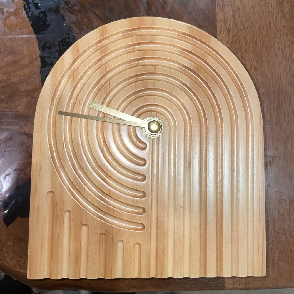 Modern Wooden Wall Clock with Gold Accents